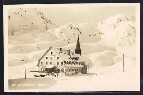 AK St. Christoph, Gasthof im Schnee