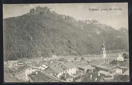 AK Fulpmes, Ortsansicht gegen die Serles