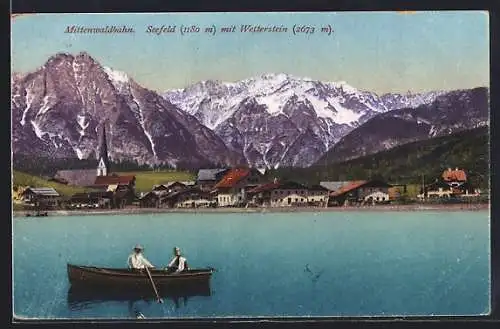 AK Seefeld /Tirol, Mittenwaldbahn, Ortsansicht mit Wetterstein