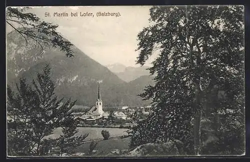 AK St. Martin bei Lofer, Ortsansicht mit Kirche