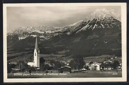 AK Ellmau, Ortsansicht gegen Scheffaner und Treffaner Kaiser