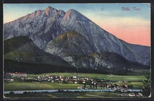 AK Telfs /Tirol, Ortsansicht mit Bergpanorama
