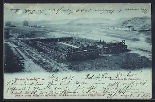 Mondschein-AK Westerland / Sylt, Friedhof der Heimatlosen