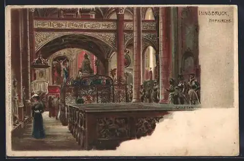 Künstler-AK Edward Theodore Compton: Innsbruck, Blick ins innere der Hofkirche