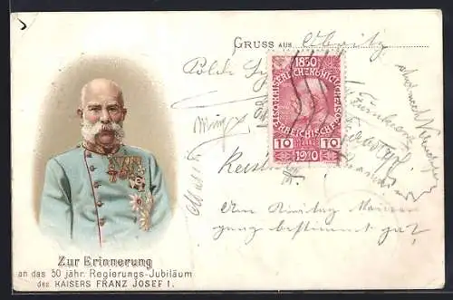 AK Kaiser Franz Josef I., Zur Erinnerung an das 50 jähr. Regierungs-Jubiläum