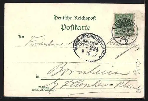 Lithographie Elberfeld, Neue Fuhrstrasse mit Schwebebahn, Alte Fuhr vor 1890, Burg Elverfeldt