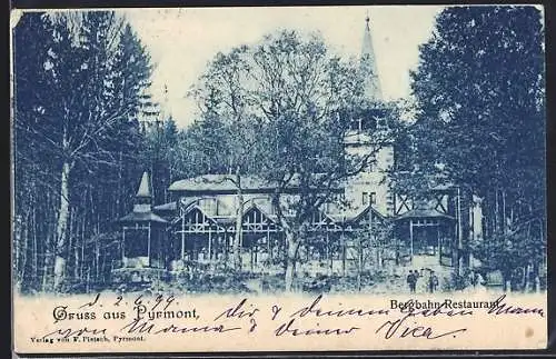 AK Bad Pyrmont, Bergbahn-Restaurant im Sonnenschein