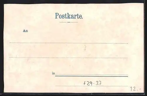 Passepartout-Lithographie Heidelberg, Teilansicht mit Burg, Heidelberger Fass, Wappen