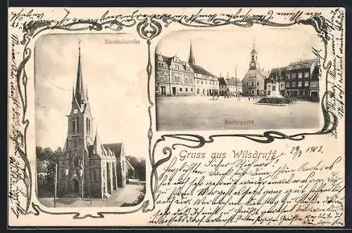 AK Wilsdruff, Nicolaikirche und Marktplatz