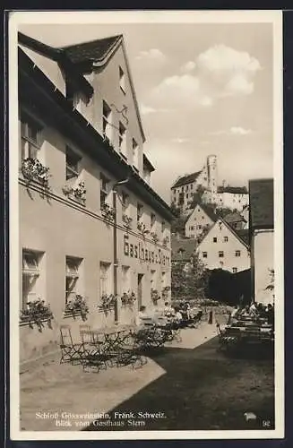 AK Gössweinstein, Gasthaus Stern, Blick zum Schloss