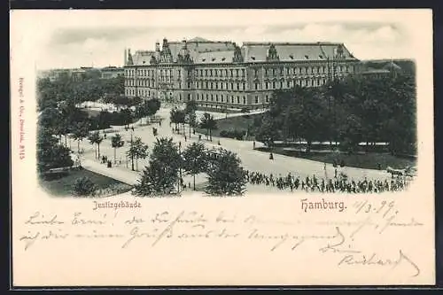 AK Hamburg-Neustadt, Justizgebäude aus der Vogelschau