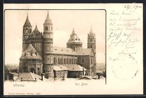 AK Worms, Dom aus der Vogelschau
