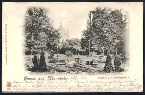 AK Mannheim, Partie aus dem Stadtpark