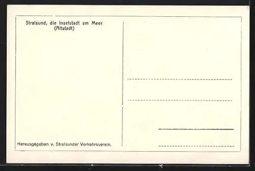 AK Stralsund, Ortschaft aus der Vogelschau gesehen