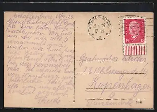 AK Aschaffenburg, Schloss mit Strassenpartie