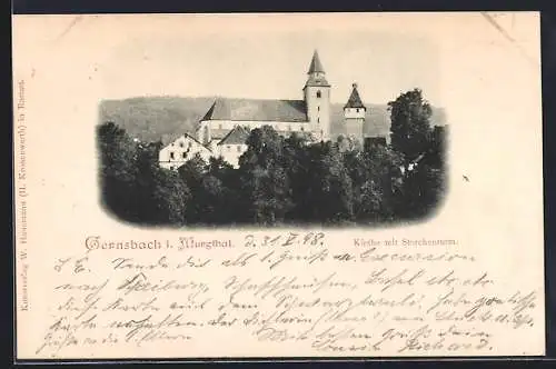 AK Gernsbach i. Murgthal, Kirche mit Storchenturm