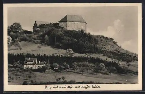 AK Ipsheim /Mfr., Burg Hoheneck mit Cafe Schlez