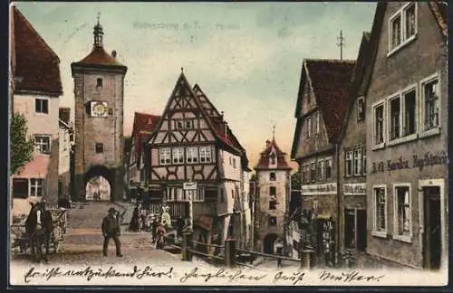 AK Rothenburg o. T., Plönlein mit Geschäften