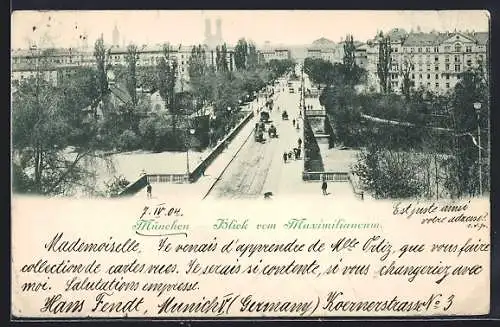 AK München, Strassenpartie vom Maximilianeum aus gesehen