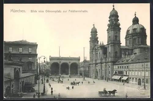 AK München, Blick vom Odeonsplatz zur Feldherrnhalle