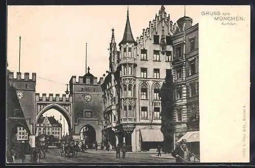 AK München, Karlstor mit Strassenpartie