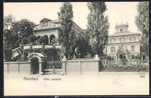 AK München, Vor der Villa Lenbach