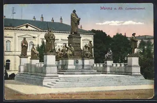 AK Worms a. Rh. Lutherdenkmal, Savonarola, Huss und Melanchton