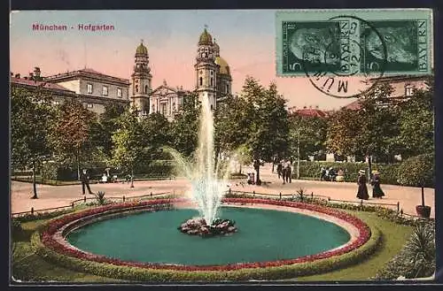 AK München, Hofgarten mit Springbrunnen
