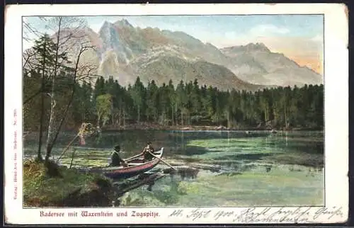 AK Badersee, Teilansicht mit Waxenstein und Zugspitze