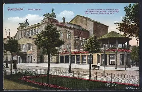 AK Dortmund, Stadttheater mit Strassenpartie