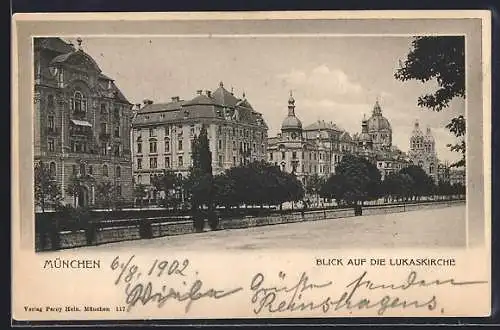 AK München, Blick auf die Lukaskirche