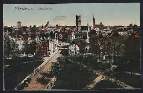 AK Münster i. W., Totalansicht mit Kirchen