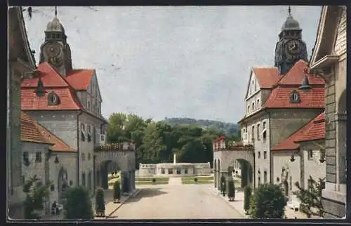 AK Bad Nauheim, Grosser Sprudel und Badehäuser 4 und 5