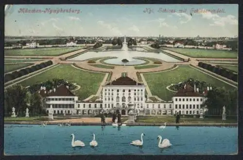 AK München-Nymphenburg, Kgl. Schloss mit Schlossrondell