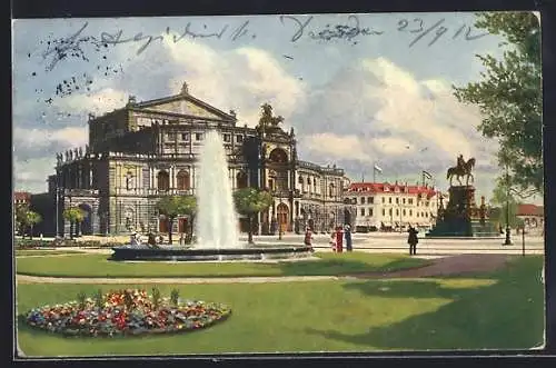 AK Dresden, Kgl. Opernhaus und König Johann-Denkmal