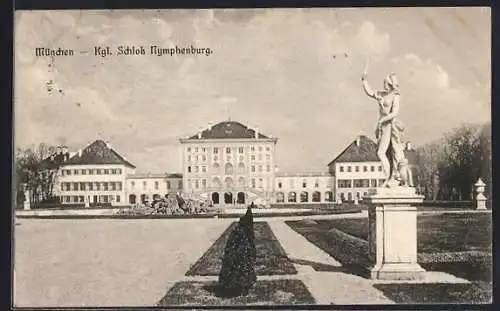 AK München, Kgl. Schloss Nymphenburg mit Grünanlage