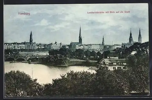 AK Hamburg-Neustadt, Lombardsbrücke mit Blick auf die Stadt