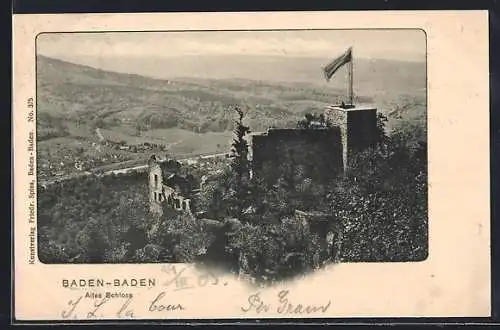 AK Baden-Baden, Blick auf das Alte Schloss