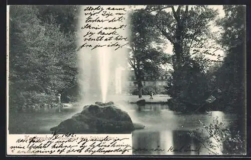 AK Karlsruhe, Partie aus dem Schlossgarten