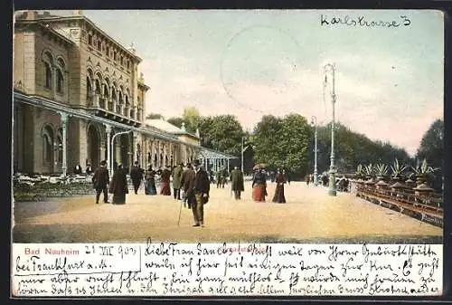 AK Bad Nauheim, Flaneure auf der Kurhausterrasse