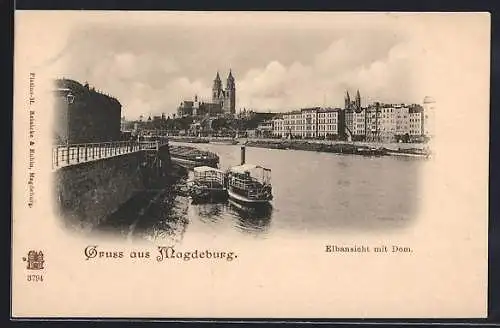 AK Magdeburg, Elbansicht mit Dom