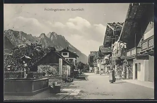 AK Garmisch, Blick in die Frühlingstrasse