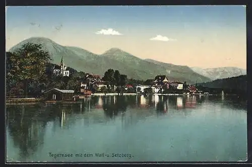 AK Tegernsee, Tegernsee mit dem Wall- und Setzberg, Wasserpartie