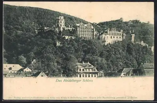AK Heidelberg, Blick auf das Schloss im Wald