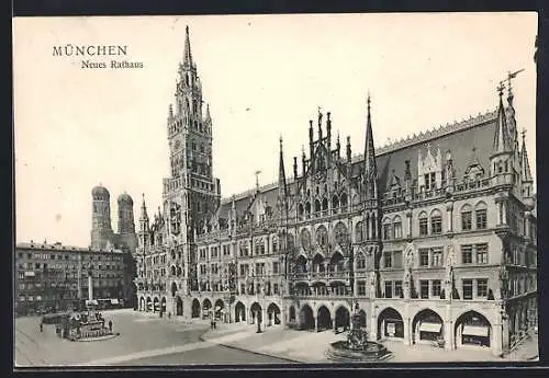 AK München, Rathaus und Marienplatz