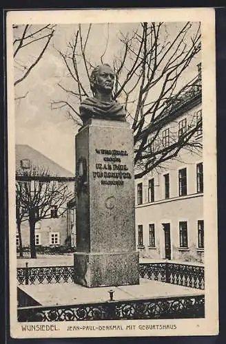 AK Wunsiedel, Jean-Paul-Denkmal mit Geburtshaus