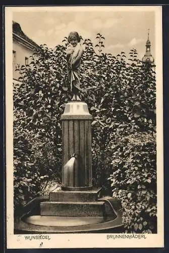 AK Wunsiedel, Brunnenmäderl mit Kirchturm