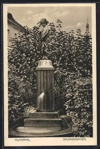 AK Wunsiedel, Brunnenmäderl mit Kirchturm