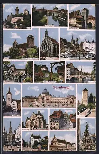AK Nürnberg, German Museum, Hauptbahnhof, Karlsbrücke