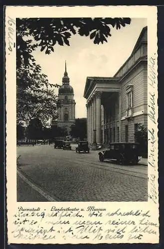 AK Darmstadt, Landestheater und Museum